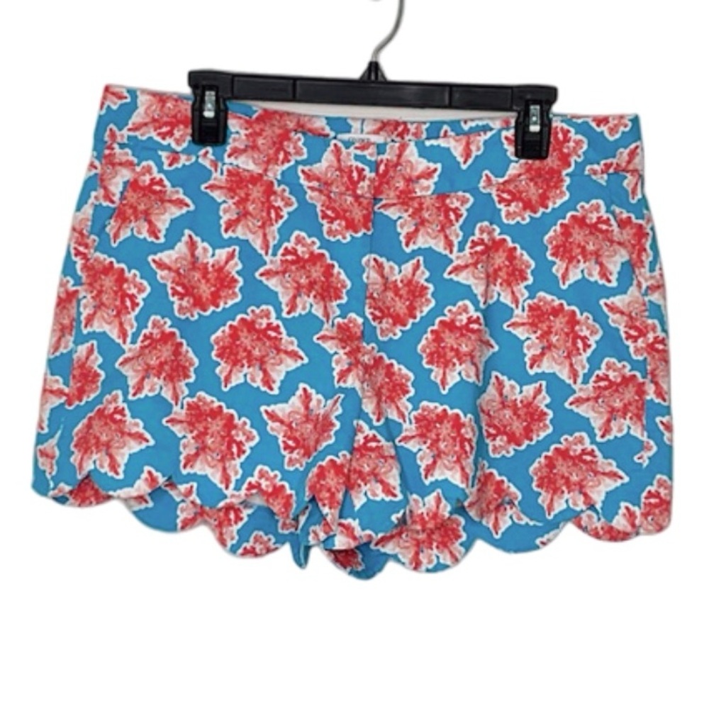 Crown & Ivy Coral Reef Print Scalloped Hem Shorts Size 14